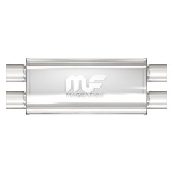 MagnaFlow Muffler 12469 has twin inlet and twin outlet configuration and an integrated built-in X-pipe