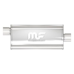 MagnaFlow Muffler 12256 is a straight-through performance oval muffler 200mm x 127mm  (8"x5") x 450mm (18") length 2.50" ID
