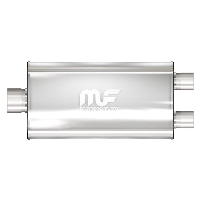 MagnaFlow Muffler 14218 is a straight-through performance muffler featuring a 127mm x 202mm x 350mm (8" x 5" x 14")