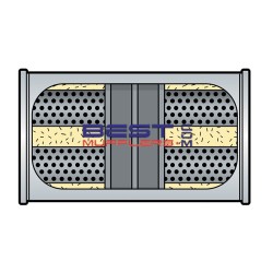 Berklee Sports Muffler BS0813 – 51mm (2.00") Twin Inlet Twin Outlet Chambered Baffled