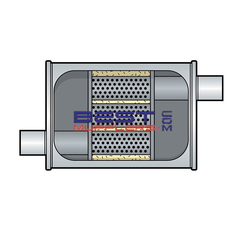 Berklee Sports Muffler BS0931 – 63mm (2.50") Offset Offset Reverse Flow Quiet