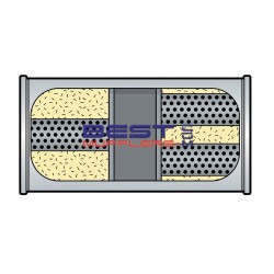 Berklee Sports Muffler BS0818 – 63mm (2.50") Inlet 57mm (2.25") Twin Outlet Chambered