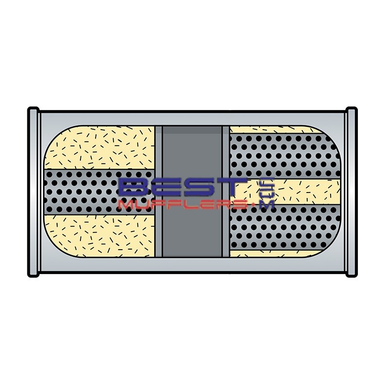 Berklee Sports Muffler BS0818 – 63mm (2.50") Inlet 57mm (2.25") Twin Outlet Chambered
