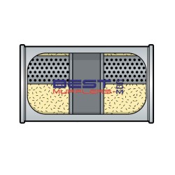 Berklee Sports Muffler BS0242 – 76mm (3.00") Inline Offset Chambered Free Flow