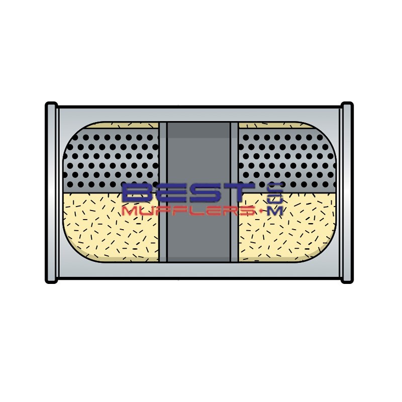 Berklee Sports Muffler BS0242 – 76mm (3.00") Inline Offset Chambered Free Flow