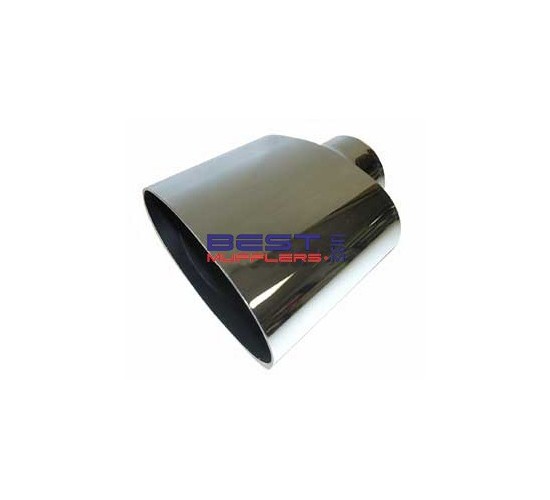 Chrome Exhaust Tip 063mm Inlet 140mm x 89mm Outlet Angle Cut Left [VTDA63]