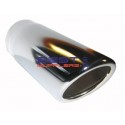 Stainless Steel & Chrome Exhaust / Tip 
2.00" Inlet 2.18" Outlet 
Angle Cut With Rolled Edge