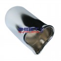 Heart-shaped chrome plated exhaust tip designed to add a distinctive style to your vehicle’s exhaust system.