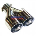 Twin Exhaust Tips [Pair] 
2.50" Inlet with Twin 3.50" Outlets Staggered 
Polished Stainless Steel