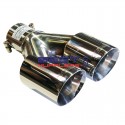 Twin Exhaust Tips [Pair] 
2.50" Inlet with Twin 3.50" Outlets Staggered 
Polished Stainless Steel