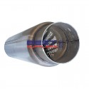 HDL18300 is a universal 18" (450mm) hotdog muffler / resonator featuring a 4.00" (102mm) round body and 76mm (3.00")