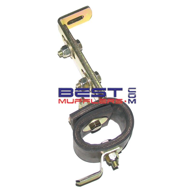 Heavy-duty rubber hanger mount with universal adjustable brackets designed to support and stabilise mufflers and exhaust systems