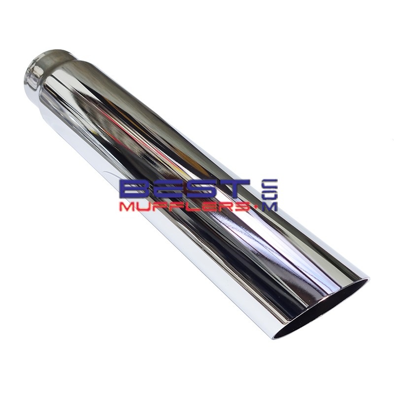 Chrome Exhaust Tip 
51mm Inlet 63mm Outlet 
Angle Cut Design 
Australian Made
PN# AC288