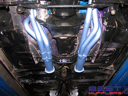 Always check clearances as collectors
 pass through gearbox crossmember
