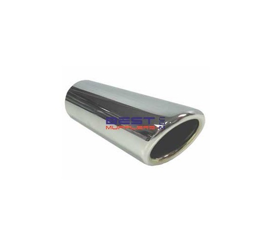 Chrome Exhaust Tip 044mm Inlet 048mm Outlet Angle Cut [RV134]