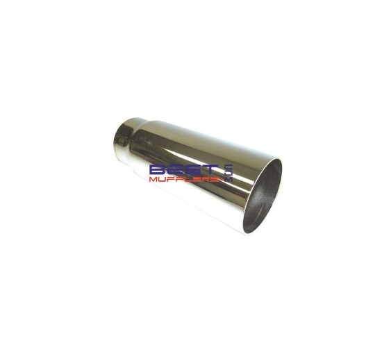 Chrome Exhaust Tip 063mm Inlet 076mm Outlet Straight Cut[SC409