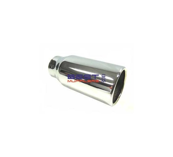 Chrome Exhaust Tip 063mm Inlet 102mm Outlet 190mm Long Straight Cut [RX607]