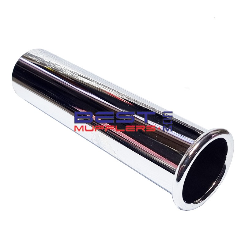 Chrome Exhaust Tip 38mm inlet Rolled Out Design [RE150]